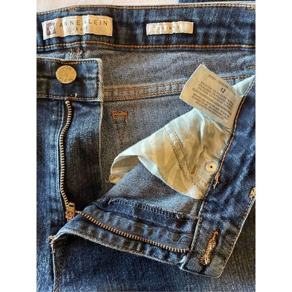 Anne Klein Women's Skinny Jeans Missy Denim Stretchy Side Zip Dark Wash Size 12 - Picture 4 of 15